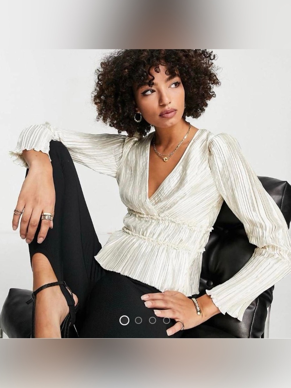 🆕 & Other Stories, (Los Angeles Atelier) NWT, Plisse Pearlescent Wrap Top